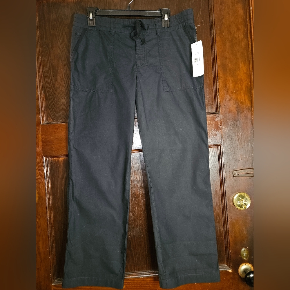 NWT Lauren Ralph Lauren Black Cotton Straight Leg Pants - Size 8